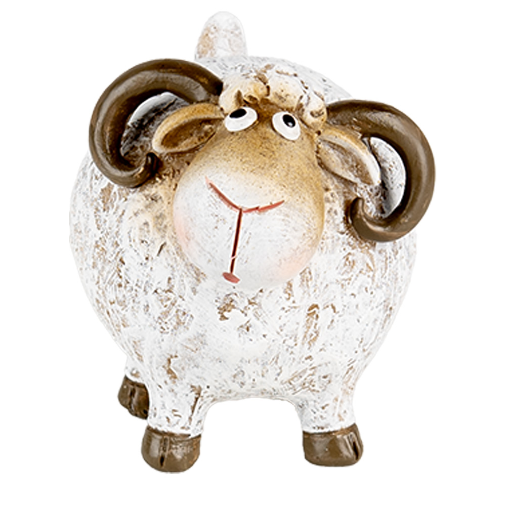 Clayre&Eef Decoratie Beeld Schaap 9x7x8 cm Wit Kunststof afbeelding