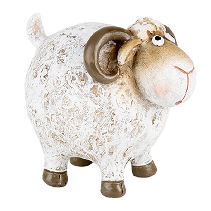 Clayre & Eef Statuetta decorativa Pecora 9x7x8 cm Bianco Plastica