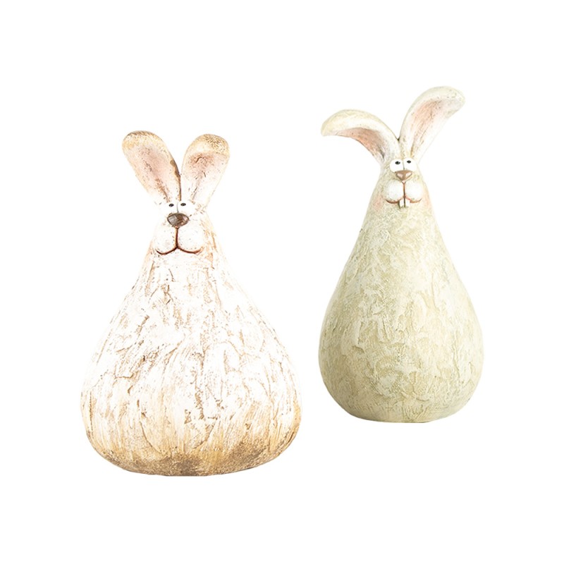 Clayre & Eef Figurine décorative Lapin Ø 9x16 cm Vert Plastique