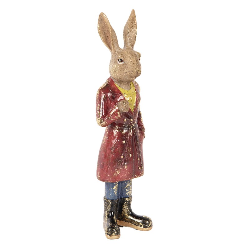 Clayre & Eef Figurine décorative Lapin 25 cm Marron Rouge Plastique