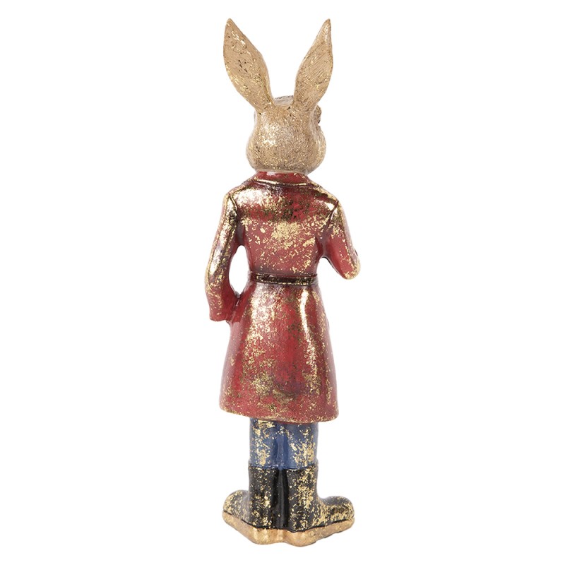Clayre & Eef Figurine décorative Lapin 25 cm Marron Rouge Plastique