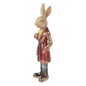 Clayre & Eef Figurine décorative Lapin 25 cm Marron Rouge Plastique