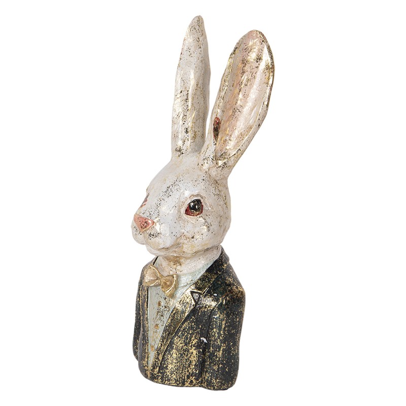 Clayre & Eef Decorative Figurine Rabbit 32 cm White Green Plastic
