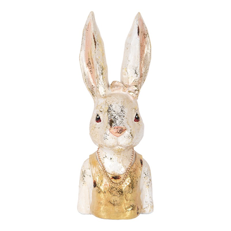 Clayre & Eef Decoratie Beeld Konijn 29 cm Wit Kunststof