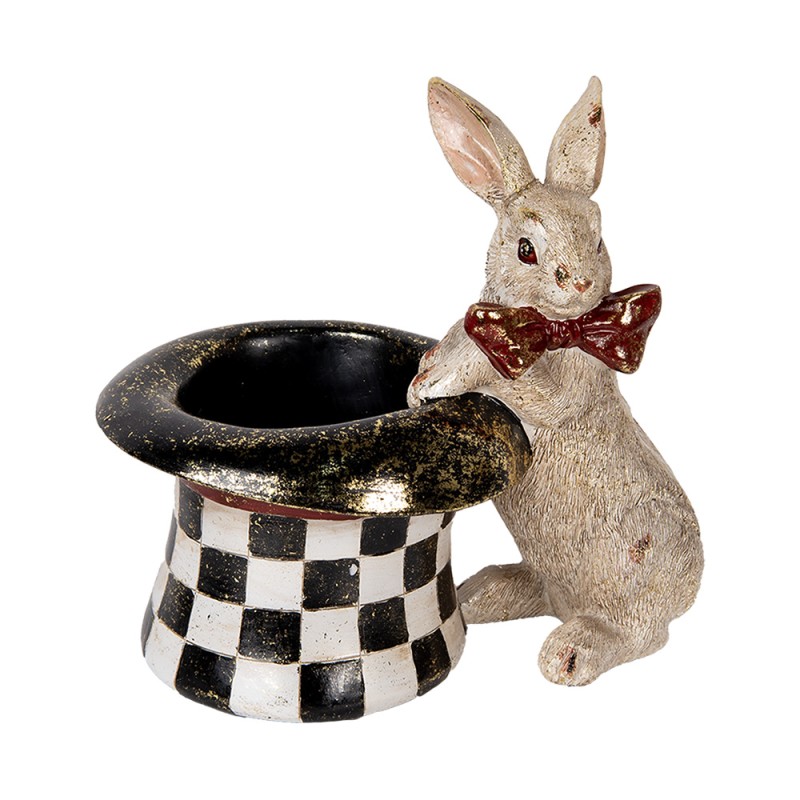 Clayre & Eef Image de décoration Lapin 25x16x23 cm Beige Noir Plastique