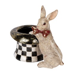 Clayre & Eef Statuetta decorativa Coniglio 25x16x23 cm Beige Nero Plastica