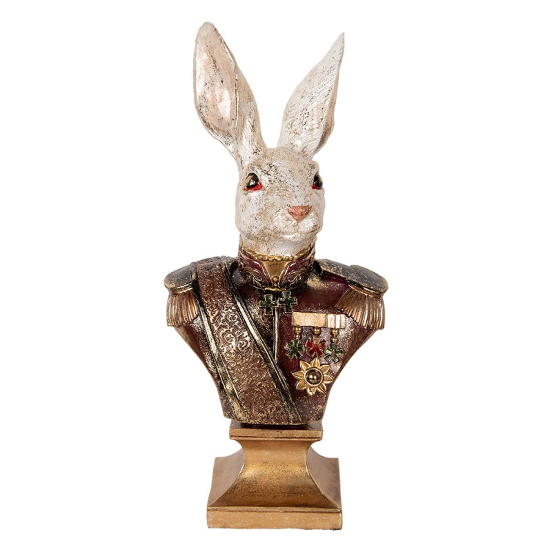 Clayre & Eef Image de décoration Lapin 50 cm Blanc Rouge Plastique