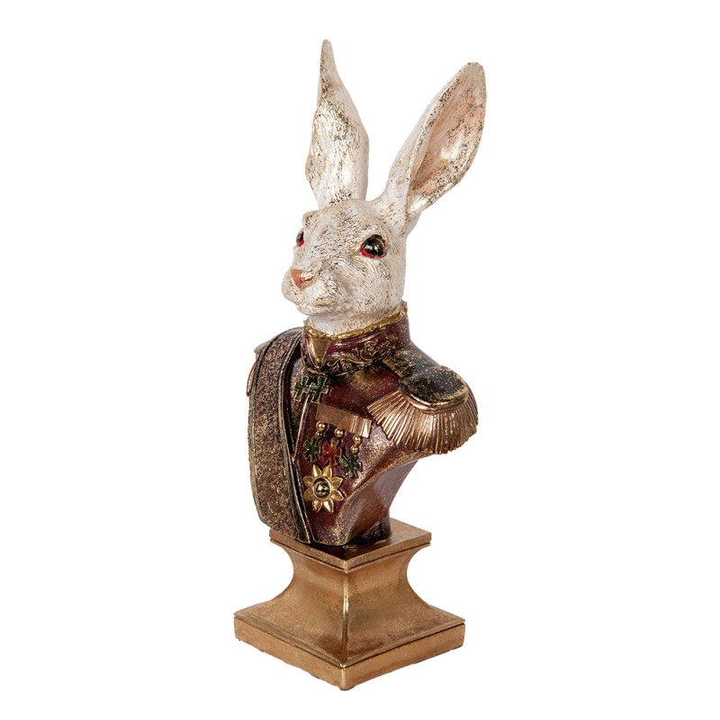 Clayre & Eef Image de décoration Lapin 50 cm Blanc Rouge Plastique
