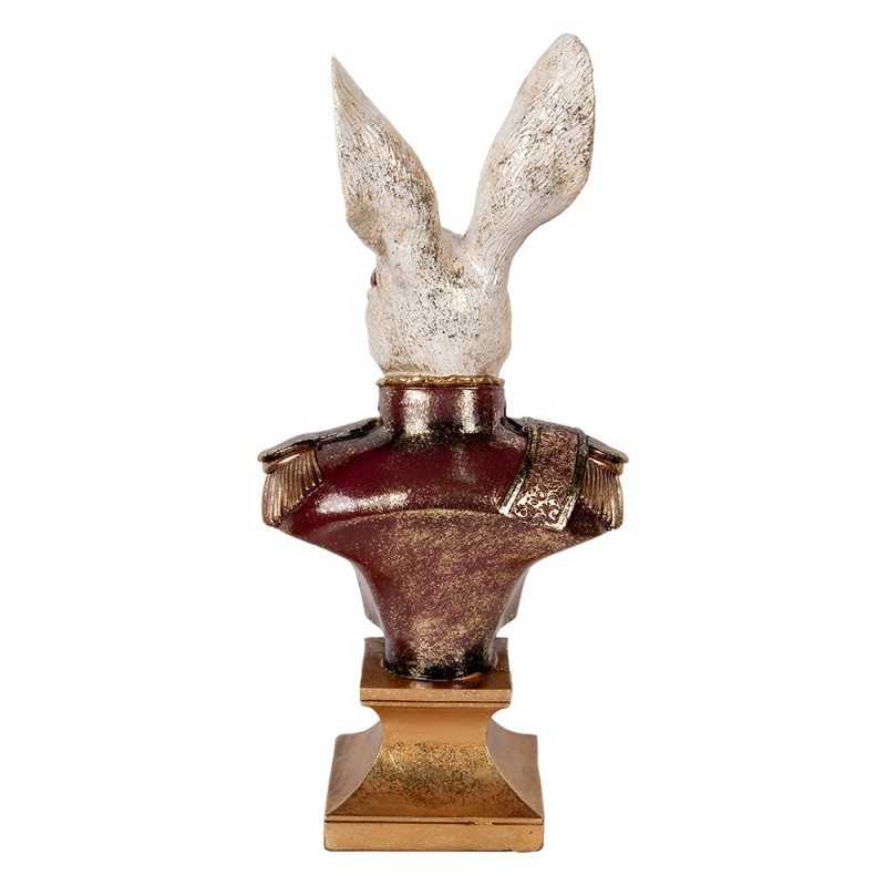 Clayre & Eef Image de décoration Lapin 50 cm Blanc Rouge Plastique