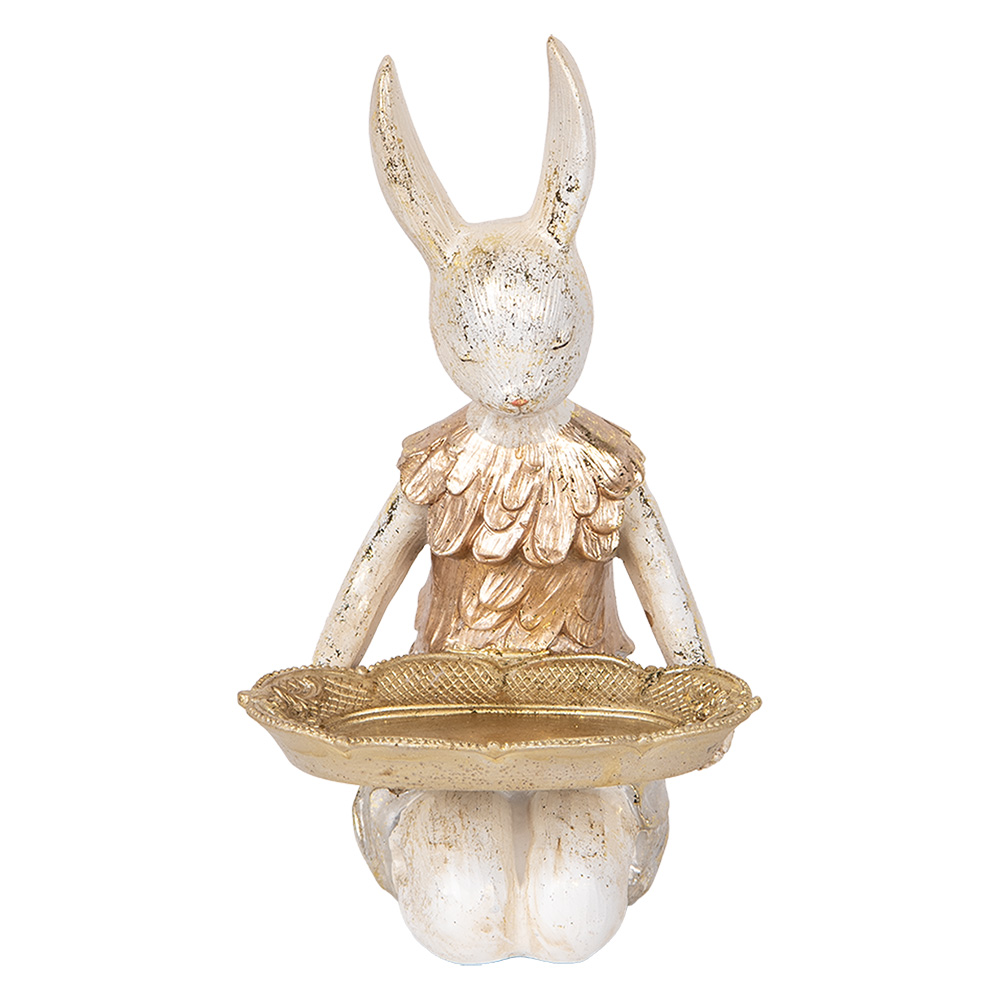 Clayre & Eef Decoratie Beeld Konijn 26 cm Beige Goudkleurig Kunststof afbeelding 1