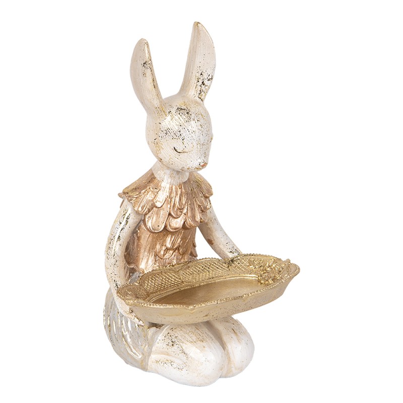 Clayre & Eef Decorative Figurine Rabbit 26 cm Beige Gold colored Plastic