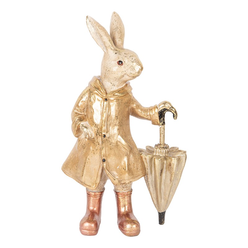 Clayre & Eef Statuetta decorativa Coniglio 20x12x33 cm Beige Color oro Plastica