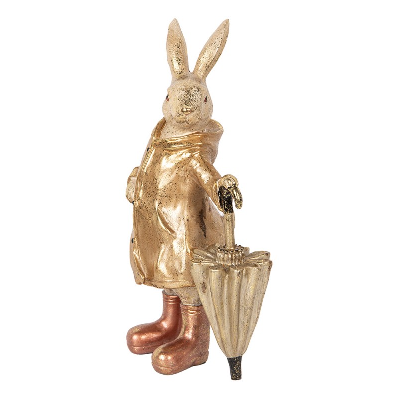 Clayre & Eef Statuetta decorativa Coniglio 20x12x33 cm Beige Color oro Plastica