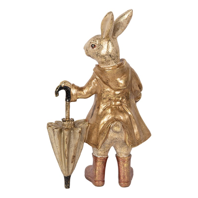 Clayre & Eef Statuetta decorativa Coniglio 20x12x33 cm Beige Color oro Plastica
