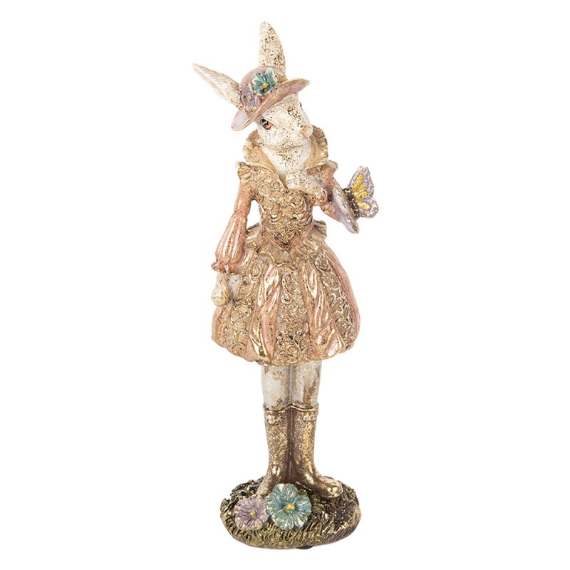 Clayre & Eef Decorative Figurine Rabbit 26 cm Beige Gold colored Plastic
