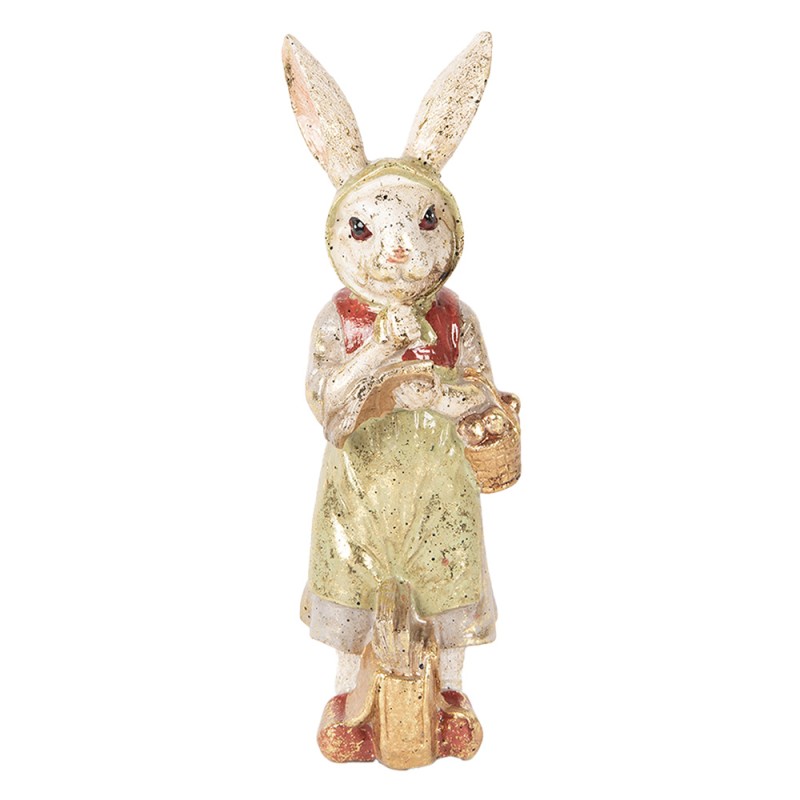 Clayre & Eef Figurine décorative Lapin 7x6x21 cm Beige Vert Plastique