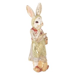 Clayre & Eef Decoratie Beeld Konijn 7x6x21 cm Beige Groen Kunststof