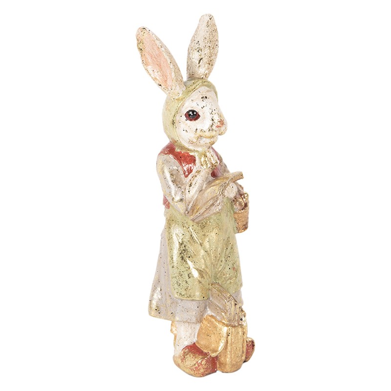 Clayre & Eef Figurine décorative Lapin 7x6x21 cm Beige Vert Plastique
