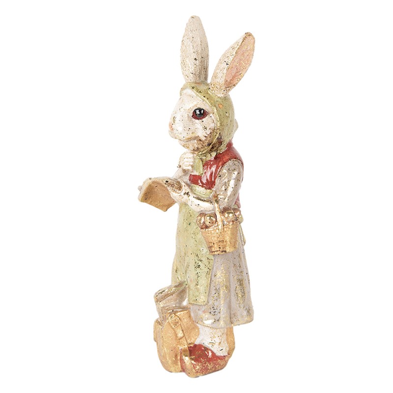 Clayre & Eef Figurine décorative Lapin 7x6x21 cm Beige Vert Plastique