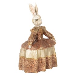 Clayre & Eef Jewellery Box Rabbit 18x12x25 cm Beige Gold colored Plastic