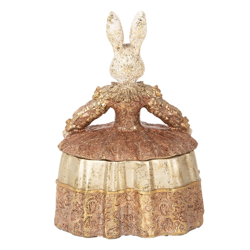Clayre & Eef Jewellery Box Rabbit 18x12x25 cm Beige Gold colored Plastic