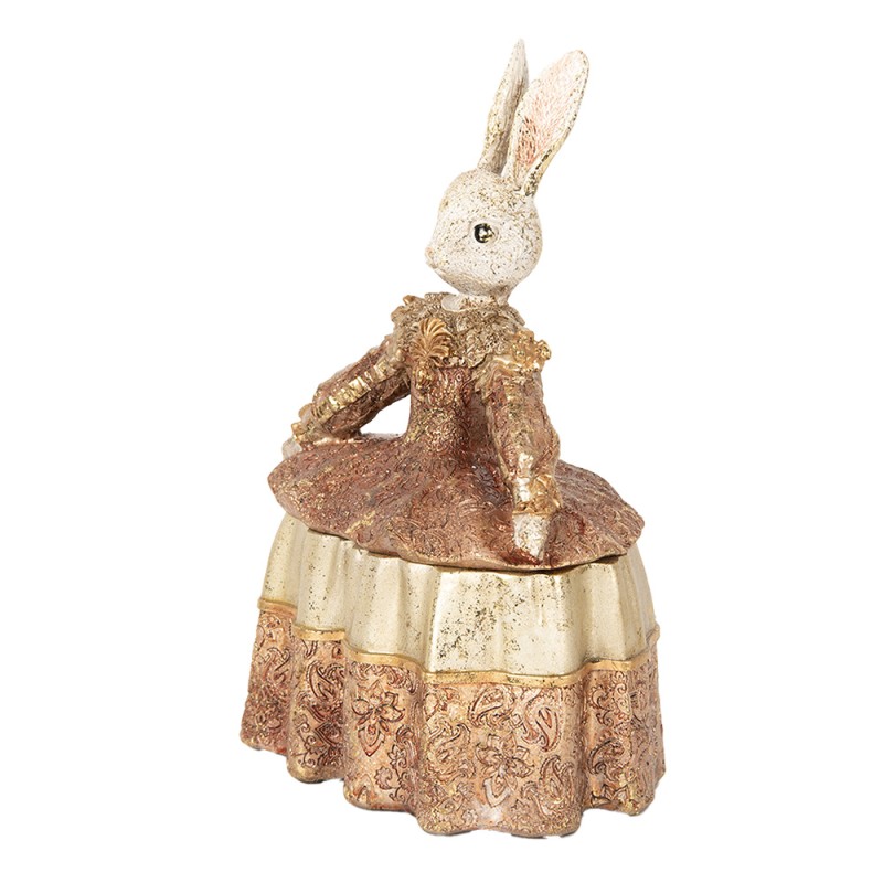 Clayre & Eef Jewellery Box Rabbit 18x12x25 cm Beige Gold colored Plastic
