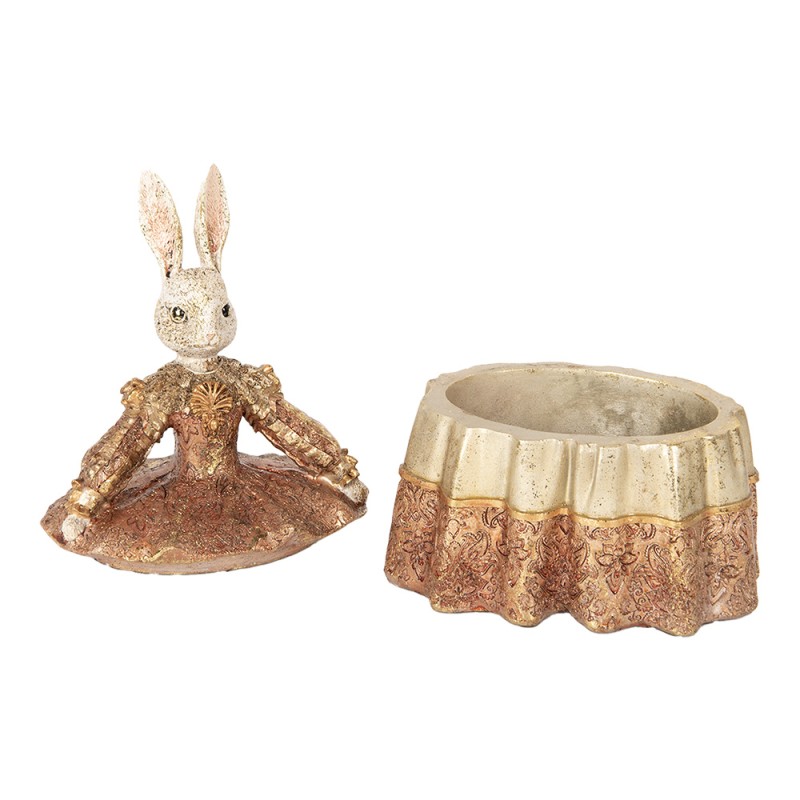 Clayre & Eef Jewellery Box Rabbit 18x12x25 cm Beige Gold colored Plastic