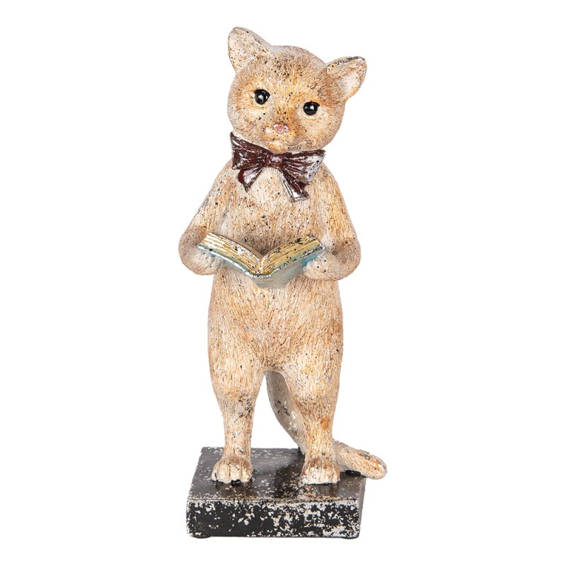 Clayre & Eef Decoratie Beeld Kat 27 cm Beige Goudkleurig Kunststof