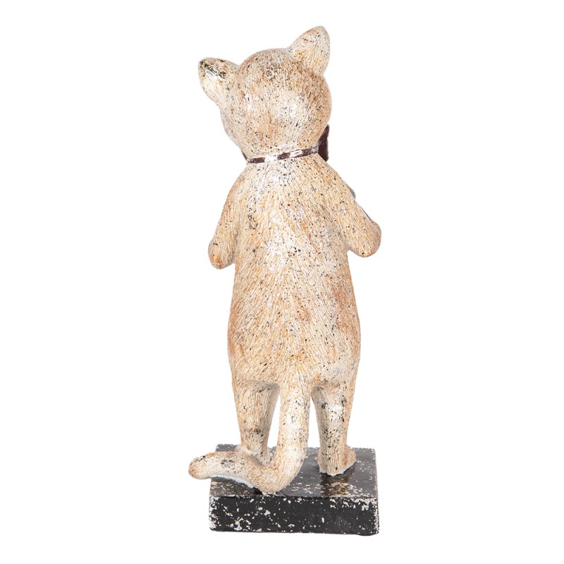Clayre & Eef Decoratie Beeld Kat 27 cm Beige Goudkleurig Kunststof