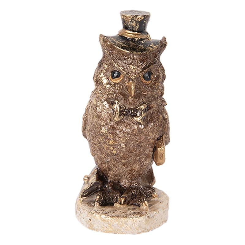 Clayre & Eef Statuetta decorativa Gufo 14 cm Marrone Plastica