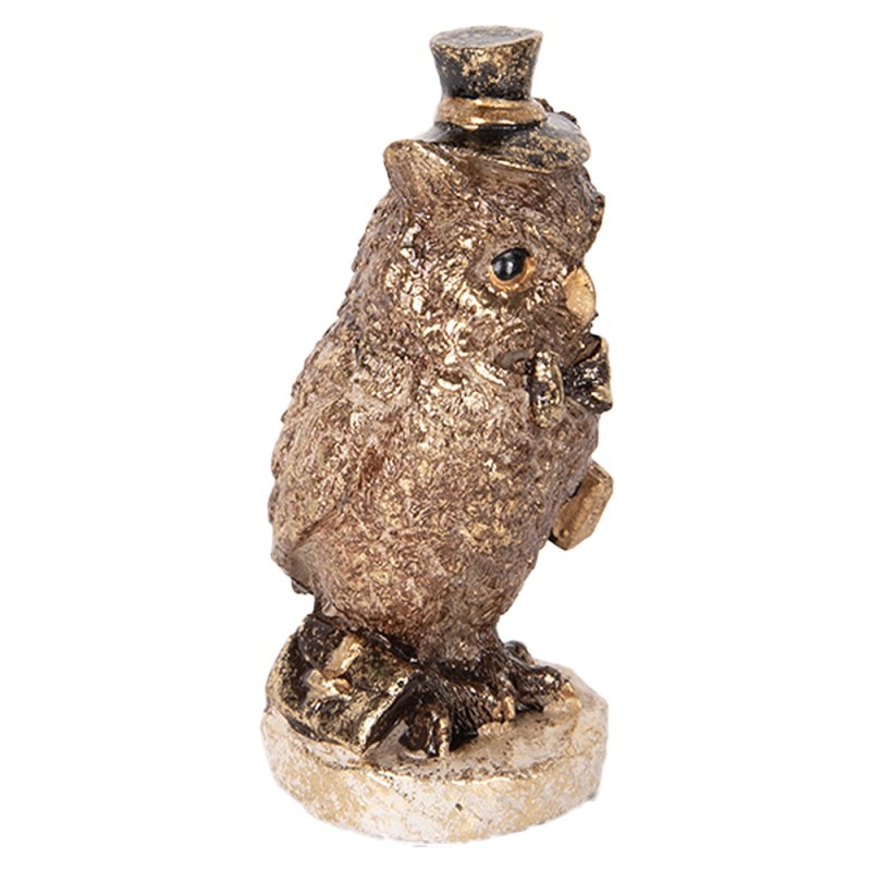 Clayre & Eef Statuetta decorativa Gufo 14 cm Marrone Plastica