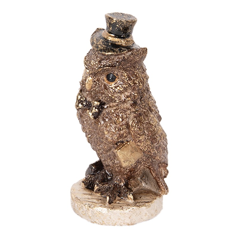 Clayre & Eef Statuetta decorativa Gufo 14 cm Marrone Plastica