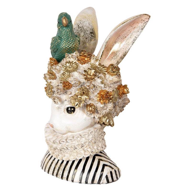 Clayre & Eef Image de décoration Lapin 23x21x35 cm Beige Plastique