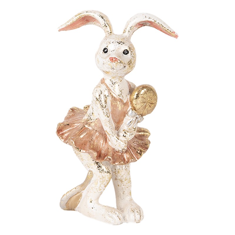 Clayre & Eef Figurine décorative Lapin 14 cm Beige Couleur or Plastique