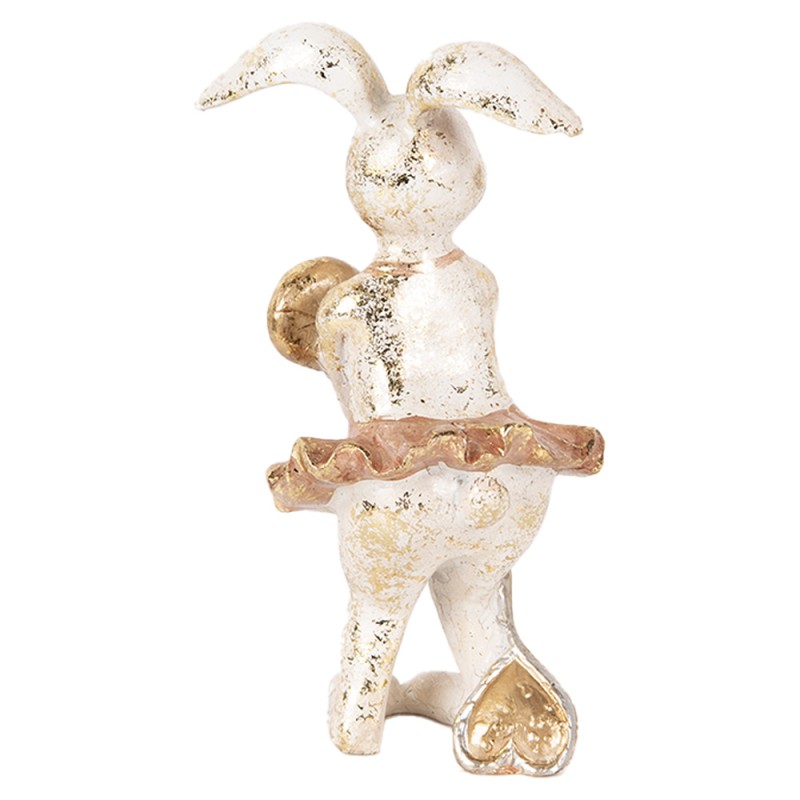 Clayre & Eef Figurine décorative Lapin 14 cm Beige Couleur or Plastique