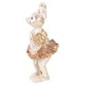 Clayre & Eef Figurine décorative Lapin 14 cm Beige Couleur or Plastique