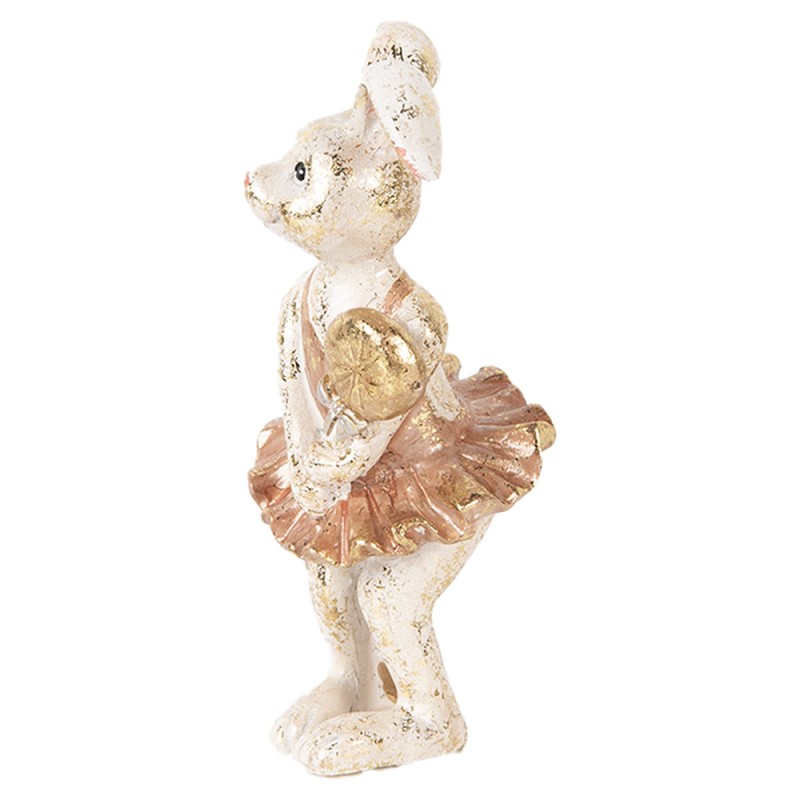 Clayre & Eef Figurine décorative Lapin 14 cm Beige Couleur or Plastique