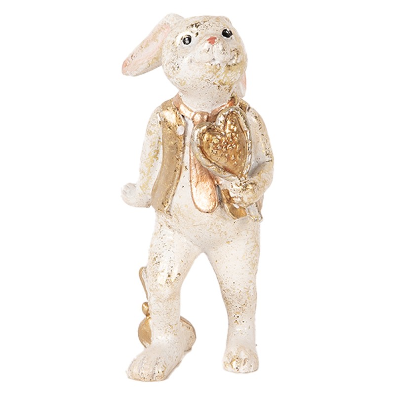 Clayre & Eef Statuetta decorativa Coniglio 13 cm Beige Color oro Plastica Coure