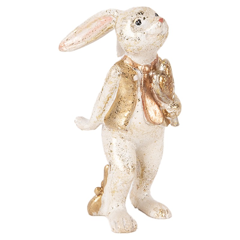 Clayre & Eef Statuetta decorativa Coniglio 13 cm Beige Color oro Plastica Coure
