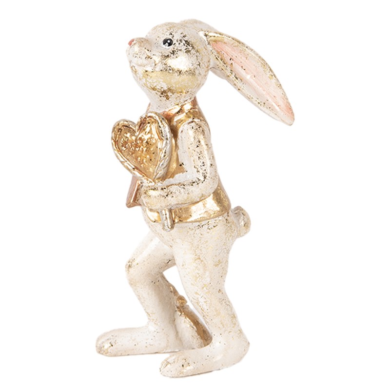 Clayre & Eef Statuetta decorativa Coniglio 13 cm Beige Color oro Plastica Coure
