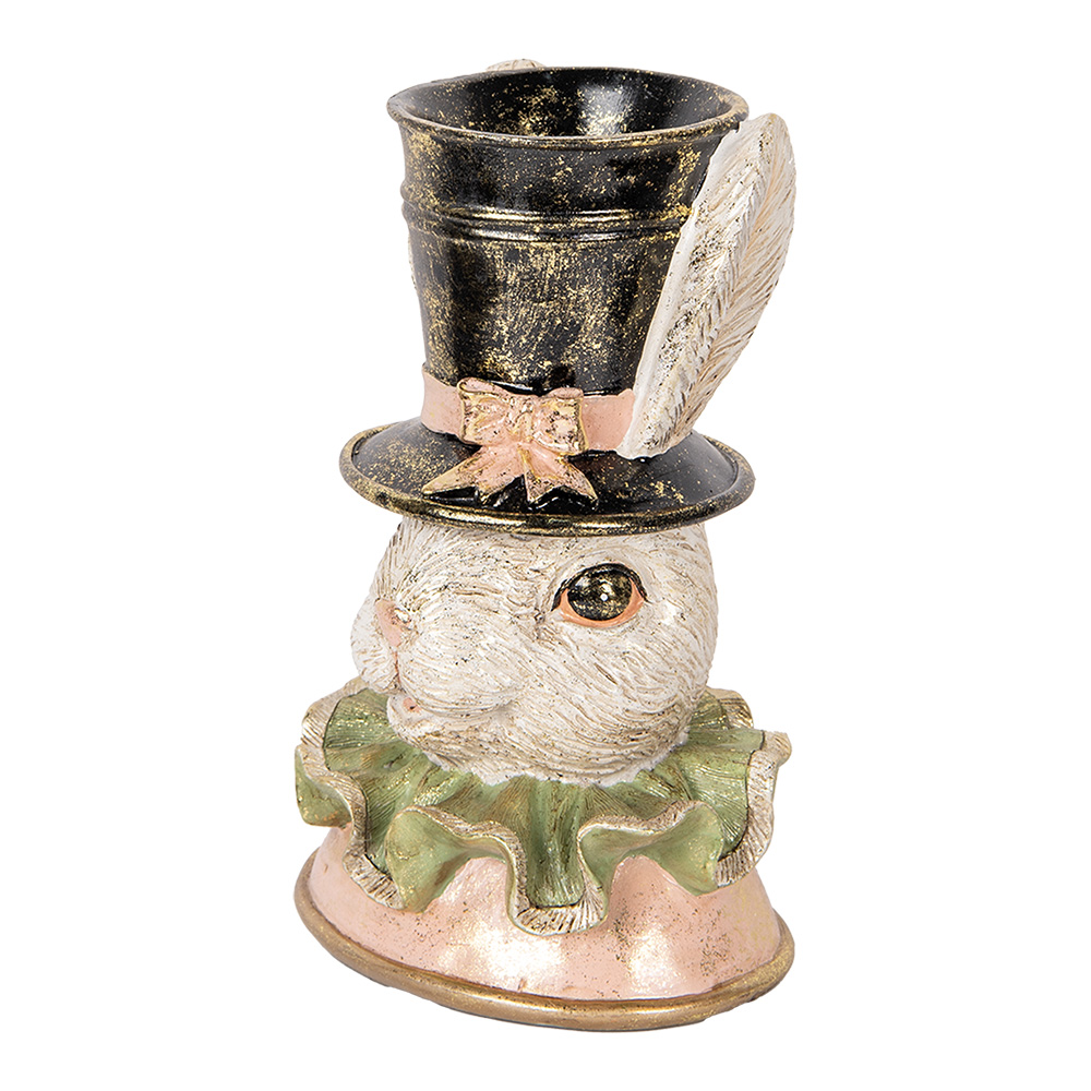 Decoratie Beeld Konijn 29 Cm Beige Kunststof-image