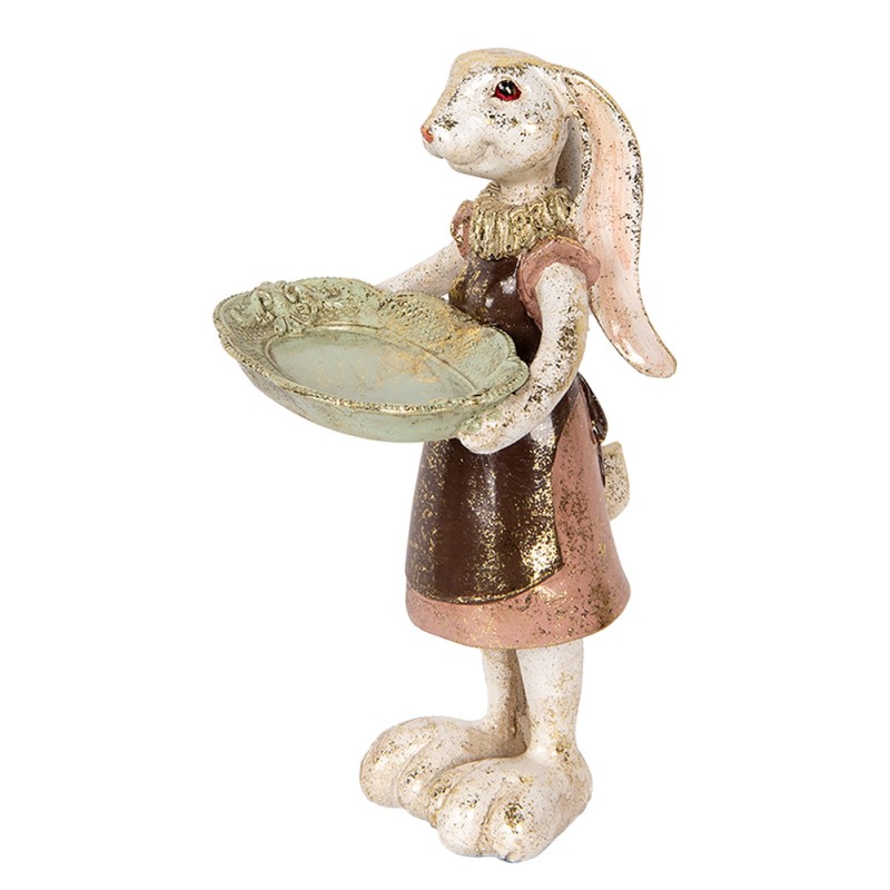 Clayre & Eef Decorative Figurine Rabbit 29 cm White Gold colored Plastic