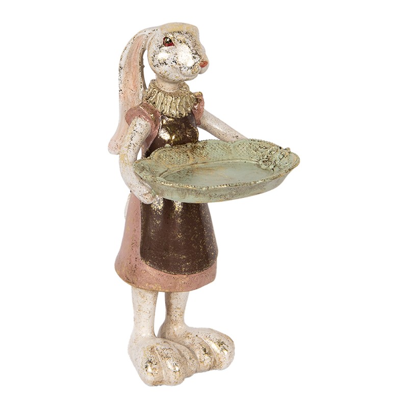 Clayre & Eef Decorative Figurine Rabbit 29 cm White Gold colored Plastic