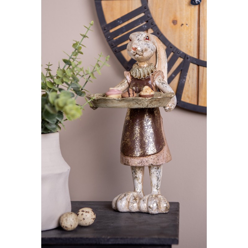 Clayre & Eef Decorative Figurine Rabbit 29 cm White Gold colored Plastic