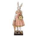 Clayre & Eef Decoratie Beeld Konijn 34 cm Wit Roze Kunststof