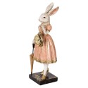 Clayre & Eef Decoratie Beeld Konijn 34 cm Wit Roze Kunststof