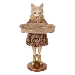 Clayre & Eef Decorative Figurine Cat 27 cm Beige Gold colored Plastic