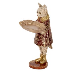 Clayre & Eef Decorative Figurine Cat 27 cm Beige Gold colored Plastic