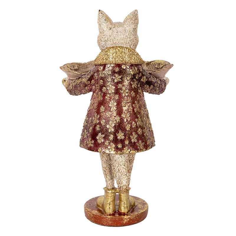 Clayre & Eef Decorative Figurine Cat 27 cm Beige Gold colored Plastic