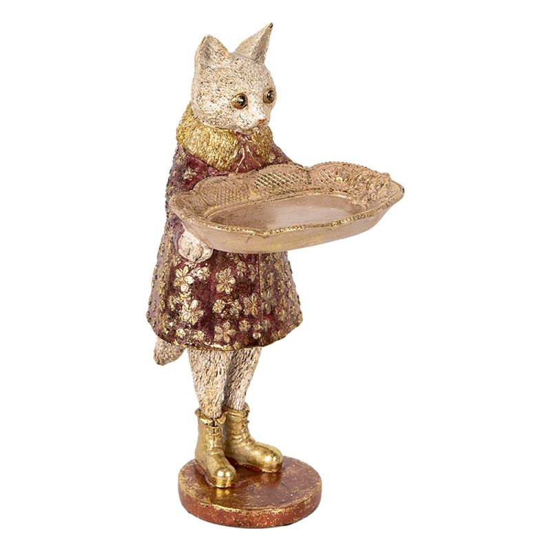 Clayre & Eef Decorative Figurine Cat 27 cm Beige Gold colored Plastic